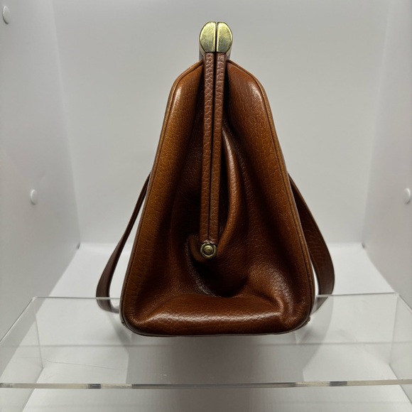 Vintage Classic Structured Top Handle Leather Handbag – Cognac Brown – OS - Picture 4 of 16